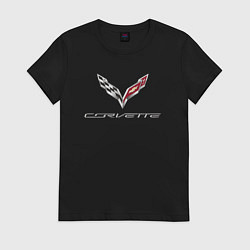 Футболка хлопковая женская Chevrolet Corvette - racing team, цвет: черный
