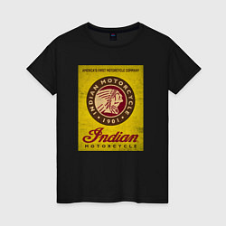 Футболка хлопковая женская Indian motorcycle, цвет: черный