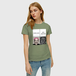 Футболка хлопковая женская Хочешь жить, цвет: авокадо — фото 2