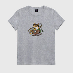 Футболка хлопковая женская Фродо Доггинс мем пародия на Властелина колец, цвет: меланж