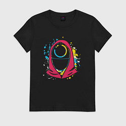 Футболка хлопковая женская Squid game face, цвет: черный