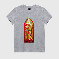 Футболка хлопковая женская Космодесантник в арке, цвет: меланж