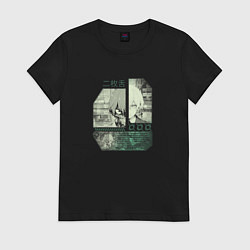 Футболка хлопковая женская Двуликий юноша, цвет: черный