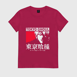 Футболка хлопковая женская Токийский Гуль Кен, цвет: маджента