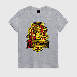 Футболка хлопковая женская Hogwarts - gryffindor logo, цвет: меланж