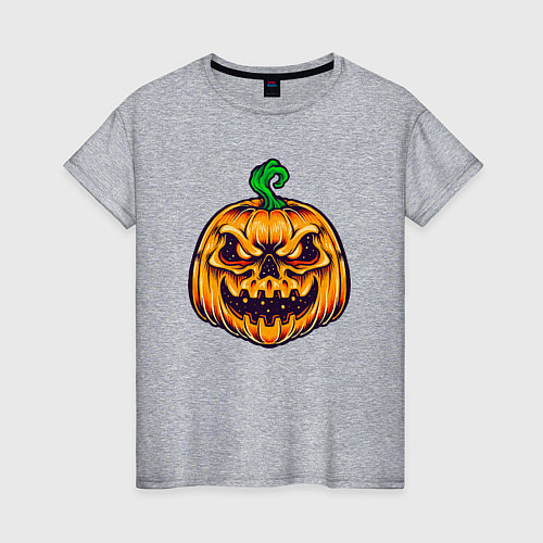 Женская футболка Halloween pumpkin / Меланж – фото 1