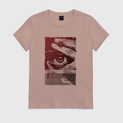 Футболка хлопковая женская Глаз с пальцами, цвет: пыльно-розовый