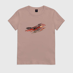 Футболка хлопковая женская Орел в облаках - светлый, цвет: пыльно-розовый