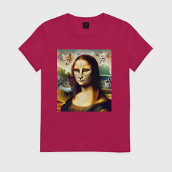 Женская футболка Мона Лиза превращается в кошку