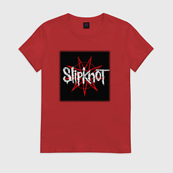 Футболка хлопковая женская Слипкнот лого, цвет: красный