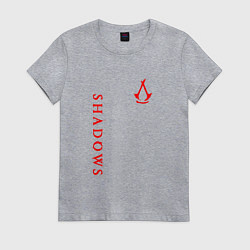 Футболка хлопковая женская Assassins creed - shadows red, цвет: меланж