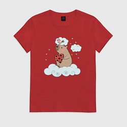 Женская футболка Капибара с сердцем