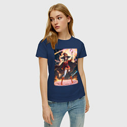 Футболка хлопковая женская Мегумин колдует взрывную магию, цвет: тёмно-синий — фото 2