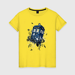 Футболка хлопковая женская Magic tardis, цвет: желтый