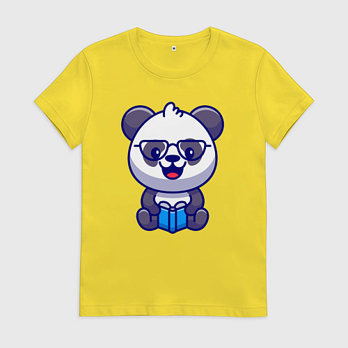 Женская футболка Панда с книгой / Желтый – фото 1