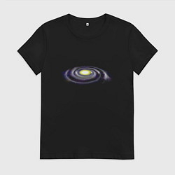 Футболка хлопковая женская Галактика арт, желтая альтернативная, цвет: черный