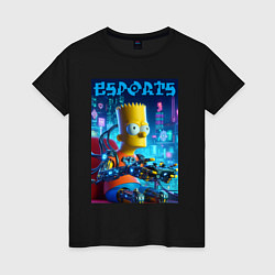 Футболка хлопковая женская Cyber Bart Simpson - esport, цвет: черный