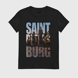 Футболка хлопковая женская Санкт-Петербург Большеохтинский мост, цвет: черный