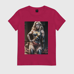 Футболка хлопковая женская Мисс Марвел в суперкостюме, цвет: маджента