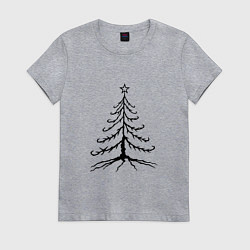 Футболка хлопковая женская Хоррор ель, цвет: меланж