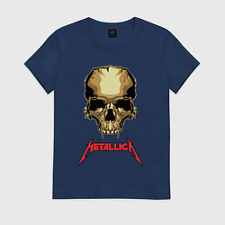 Футболка хлопковая женская Metallica - skull with fangs, цвет: тёмно-синий