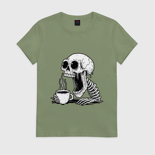 Женская футболка Skeleton with coffee / Авокадо – фото 1