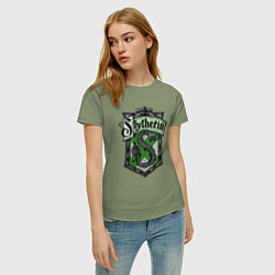 Футболка хлопковая женская Slytherin emblem, цвет: авокадо — фото 2