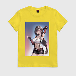 Футболка хлопковая женская Тифа Локхарт из Final Fantasy VII, цвет: желтый