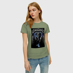 Футболка хлопковая женская Metallica thrash metal style - wolf, цвет: авокадо — фото 2
