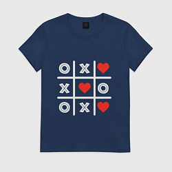 Футболка хлопковая женская Крестики нолики, цвет: тёмно-синий