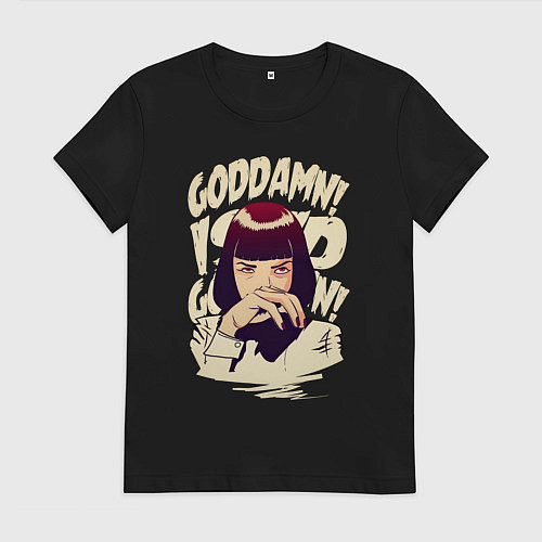 Женская футболка Криминальное чтиво - Мия Уоллес / Черный – фото 1