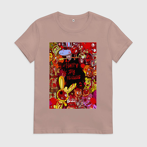 Женская футболка Счастливые лесные друзья - мясо / Пыльно-розовый – фото 1