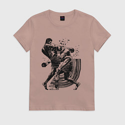 Футболка хлопковая женская Кикбоксинг, цвет: пыльно-розовый