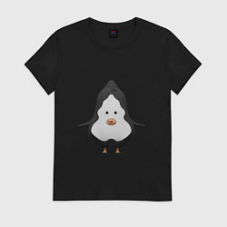 Футболка хлопковая женская Cartoon penguin character, цвет: черный