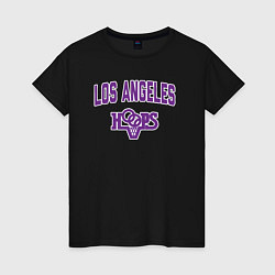 Футболка хлопковая женская Los Angeles hoops, цвет: черный