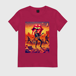 Футболка хлопковая женская Rolling Stones - outdoor performance, цвет: маджента