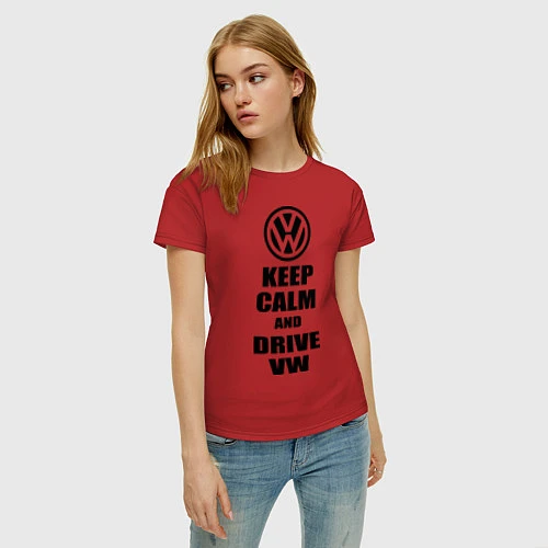 Женская футболка Keep Calm & Drive VW / Красный – фото 3