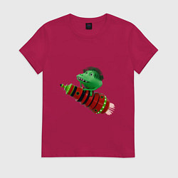 Женская футболка Зеленый монстр на красной ракете