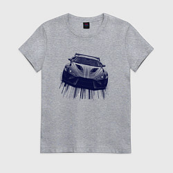 Футболка хлопковая женская Спорткар в синих тонах, цвет: меланж