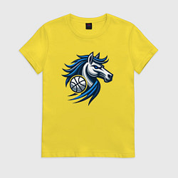 Футболка хлопковая женская Mavericks horse, цвет: желтый