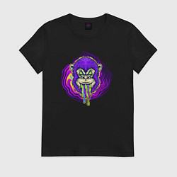 Футболка хлопковая женская Purple monkey, цвет: черный