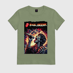 Футболка хлопковая женская Rolling Stones singer Mick Jagger, цвет: авокадо