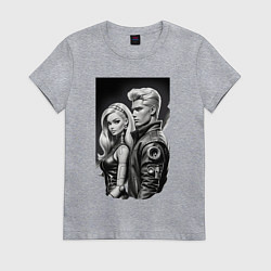 Женская футболка Барби и Кен - киберпанк эскиз