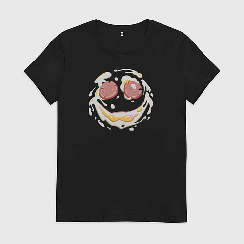 Женская футболка Лакомый кусочек-яичница с улыбкой / Черный – фото 1