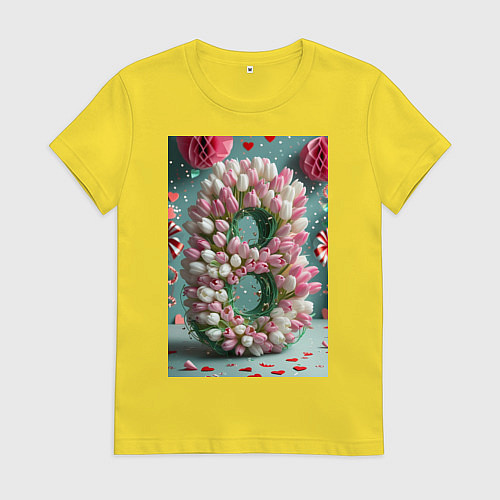 Женская футболка Тюльпаны к 8 марта / Желтый – фото 1