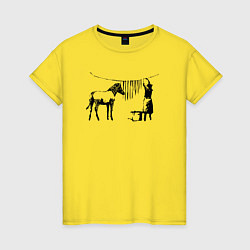 Футболка хлопковая женская Banksy zebra, цвет: желтый