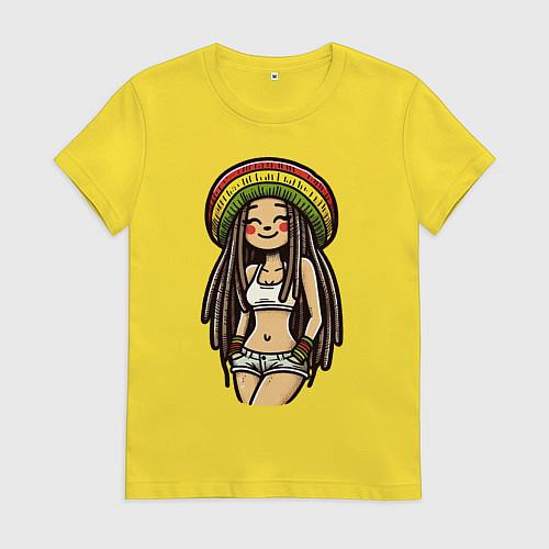 Женская футболка Smile jamaica girl / Желтый – фото 1