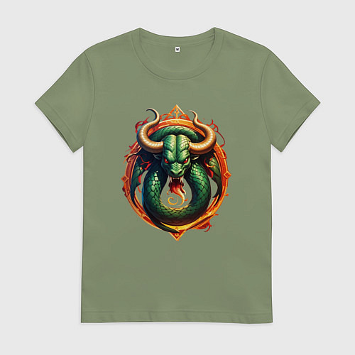 Женская футболка Телец в тени змеи / Авокадо – фото 1