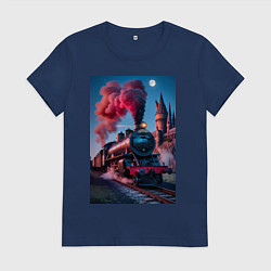 Футболка хлопковая женская Хогвартс-Экспресс, цвет: тёмно-синий