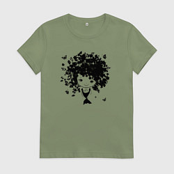 Футболка хлопковая женская Милая весенняя девчонка, цвет: авокадо